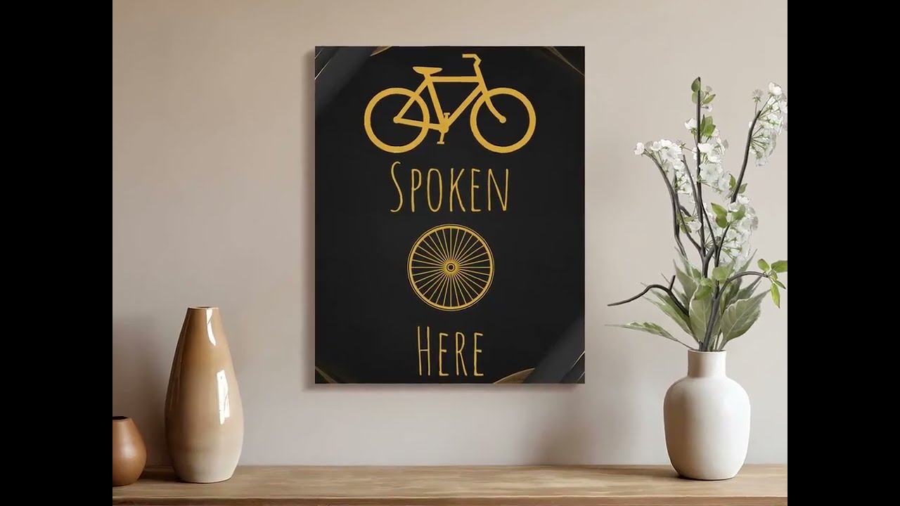 Bicycle Poster - Bike Spoken Here Poster, Minimalistic Wall Art, Modern Cycling Enthusiast Gift