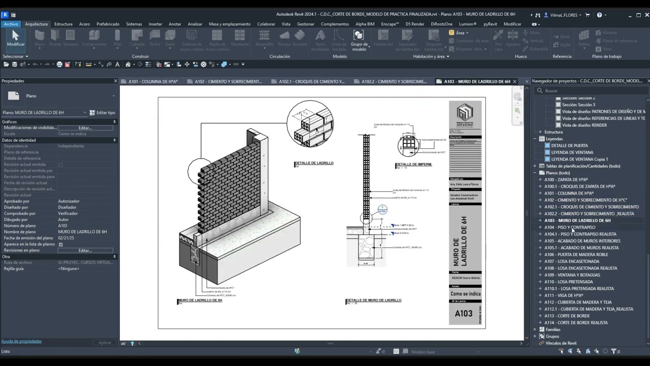 Contenido del curso de revit básico aplicado a detalles Constructivos