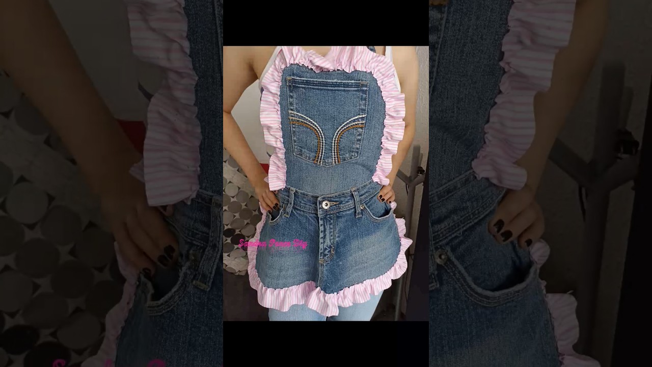 Delantal reutilizando jeans #diy #diyproject #reciclar #ideas #manualidades #recycle #ideam&aacute;sf&aacute;cil