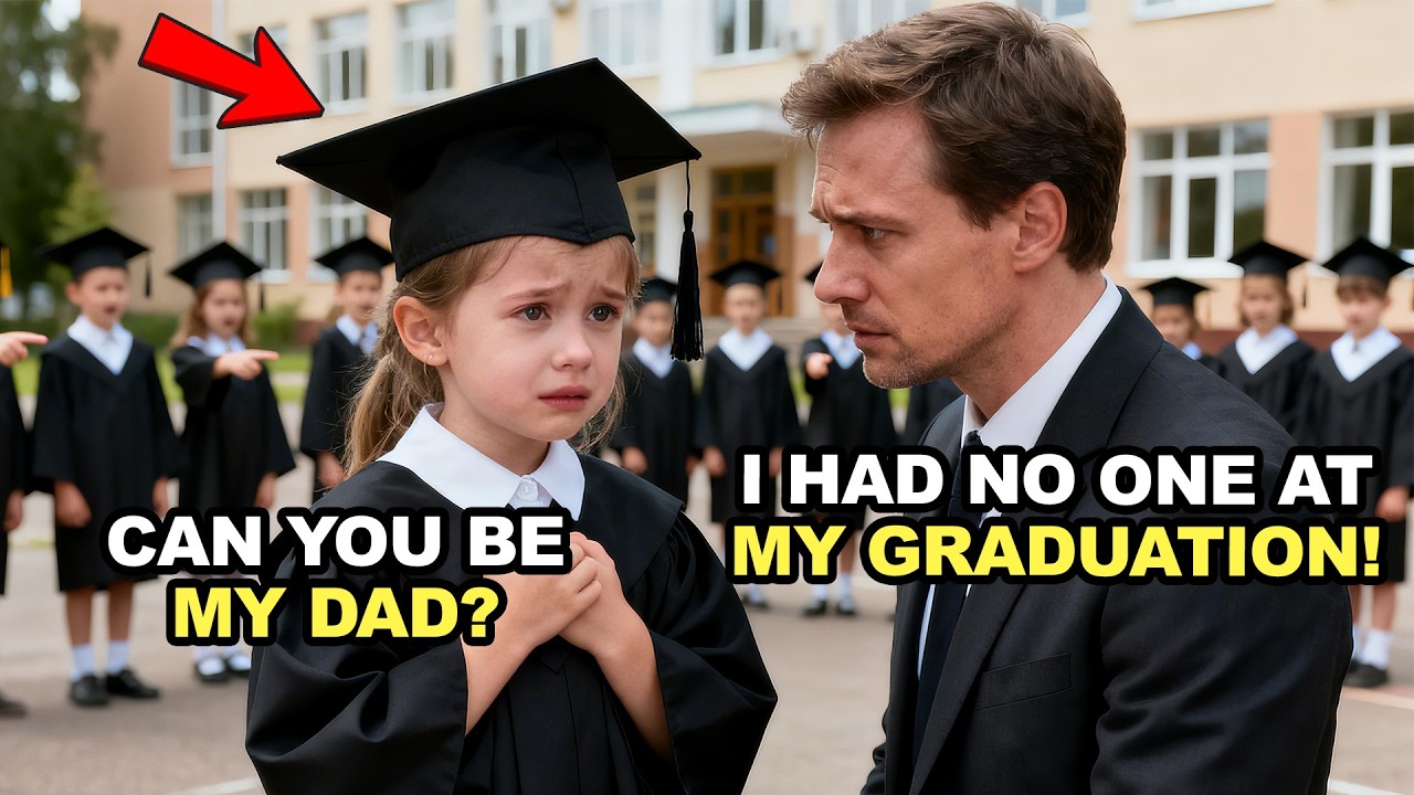 “CAN YOU BE MY DAD AT GRADUATION?” A POOR GIRL ASKS A MILLIONAIRE — HIS ANSWER STUNS ALL