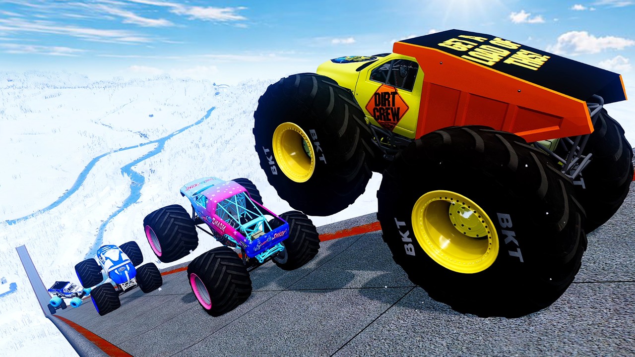 Epic High Speed monster trucks jumps stunts & crashes #134 | BeamNG Drive