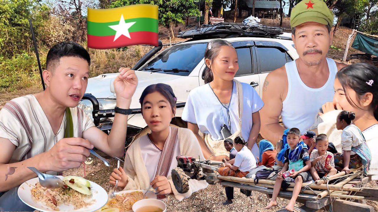 ขับรถในกอทูเล🇲🇲รัฐกระเหรี่ยงสู่ประเทศไทย เลี้ยงข้าวสาวๆก่อนเดินทาง