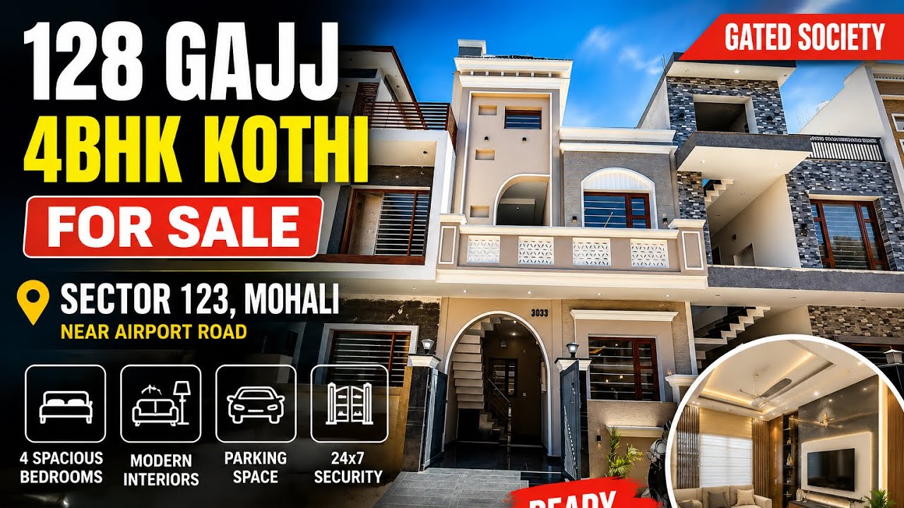 Sector 123 Mohali 🏡 128 Gajj 4BHK Kothi For Sale | Near Airport Road | Call 7888708084