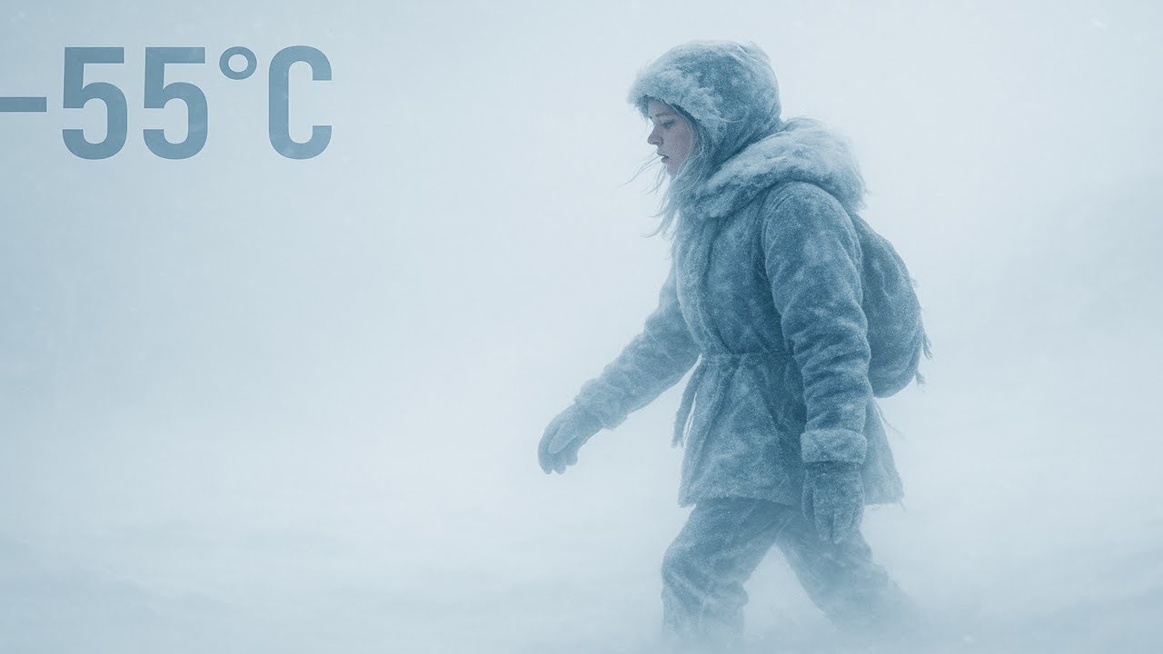 Blinded by Ice — Girl Walks Into a –55°C White Abyss