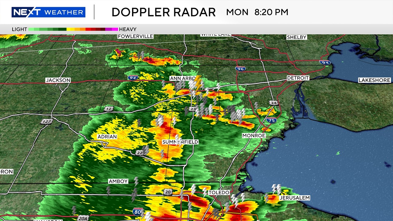 Live radar: Tracking strong storms Monday night in Southeast Michigan
