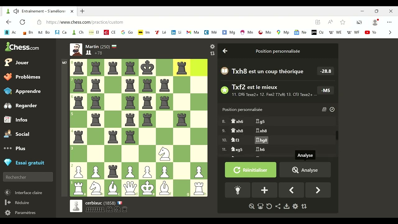 Martin 31 tours, victoire avec les blancs en 19 coups (d&eacute;fi Julien Song)