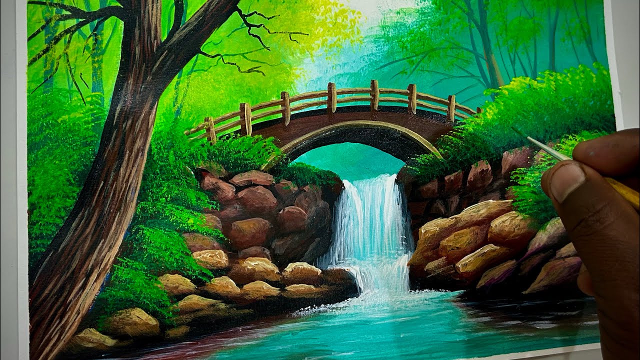 Beautiful Landscape Pending ￼/Sundar Prakritik Drisy/ Nature Painting With Acrylic Colour ￼￼