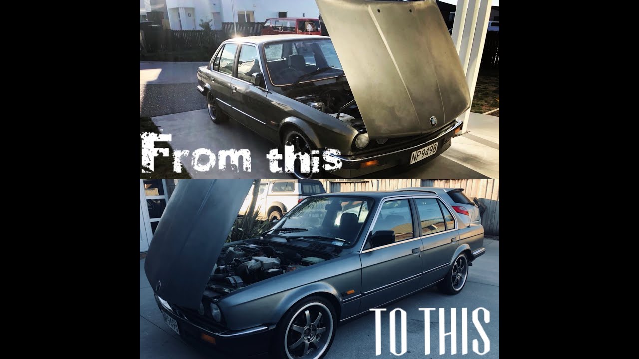 Bmw E30 transformation time lapse. (Gunmetal grey Rattle can paint job)