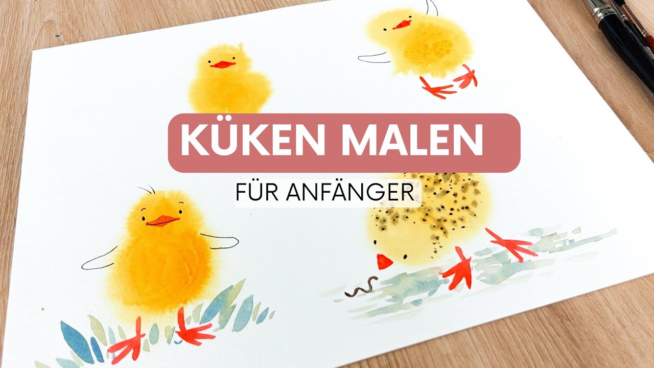 Küken mit verschiedenen Aquarell-Techniken malen