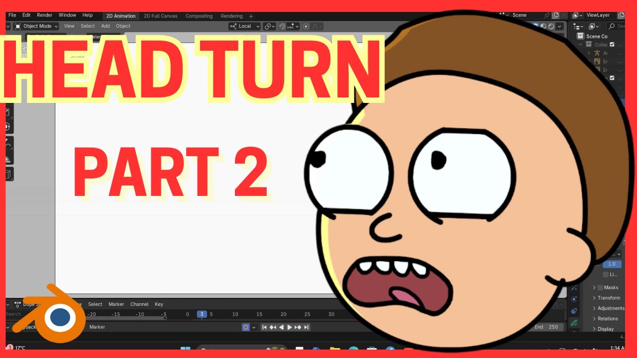 Grease pencil 2d Animation Head Turn part 2