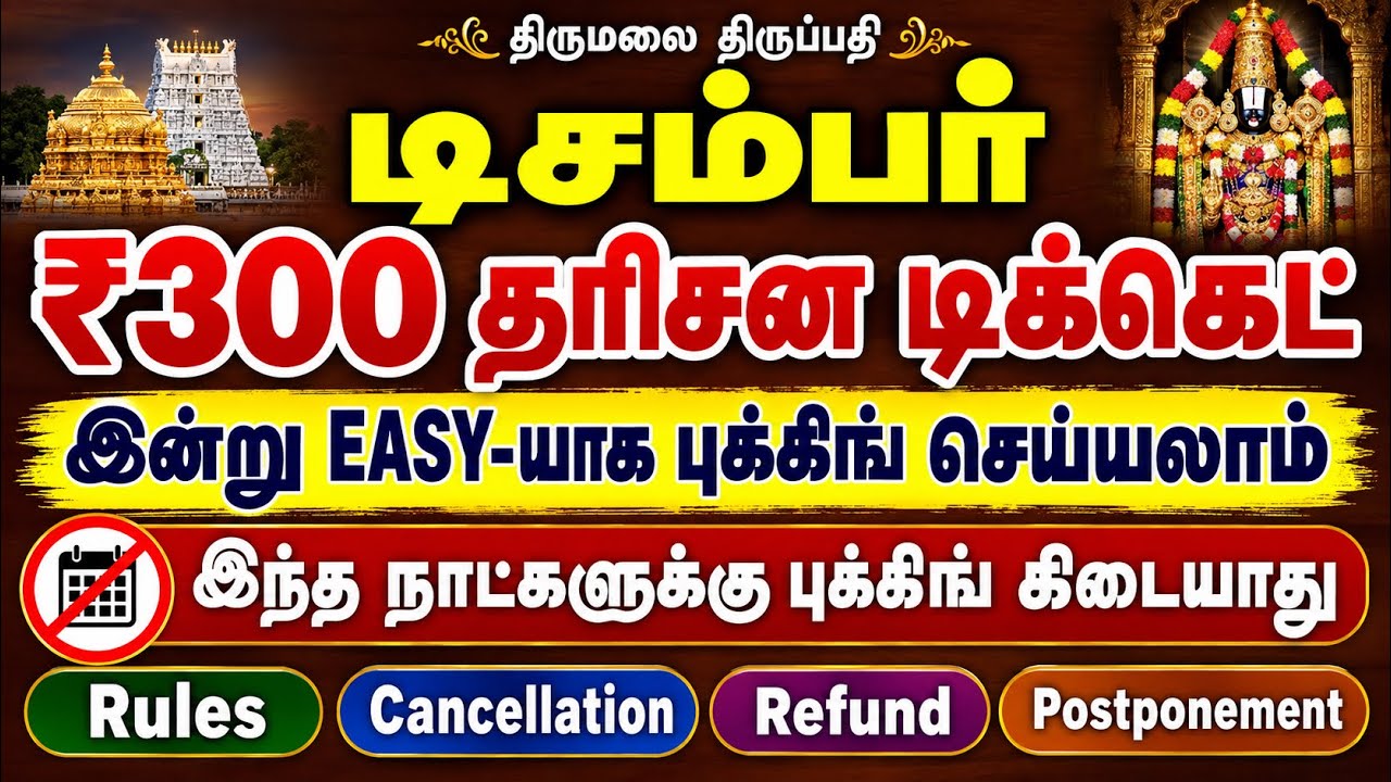 Tirupati December ₹300 Darshan Tickets Booking Today | Rules, Cancellation, Postponement & Refund