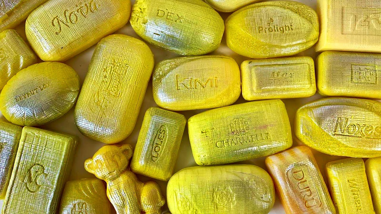 ⭐ASMR ⭐Cutting yellow soap cubes. Carving soap. Satisfying video.