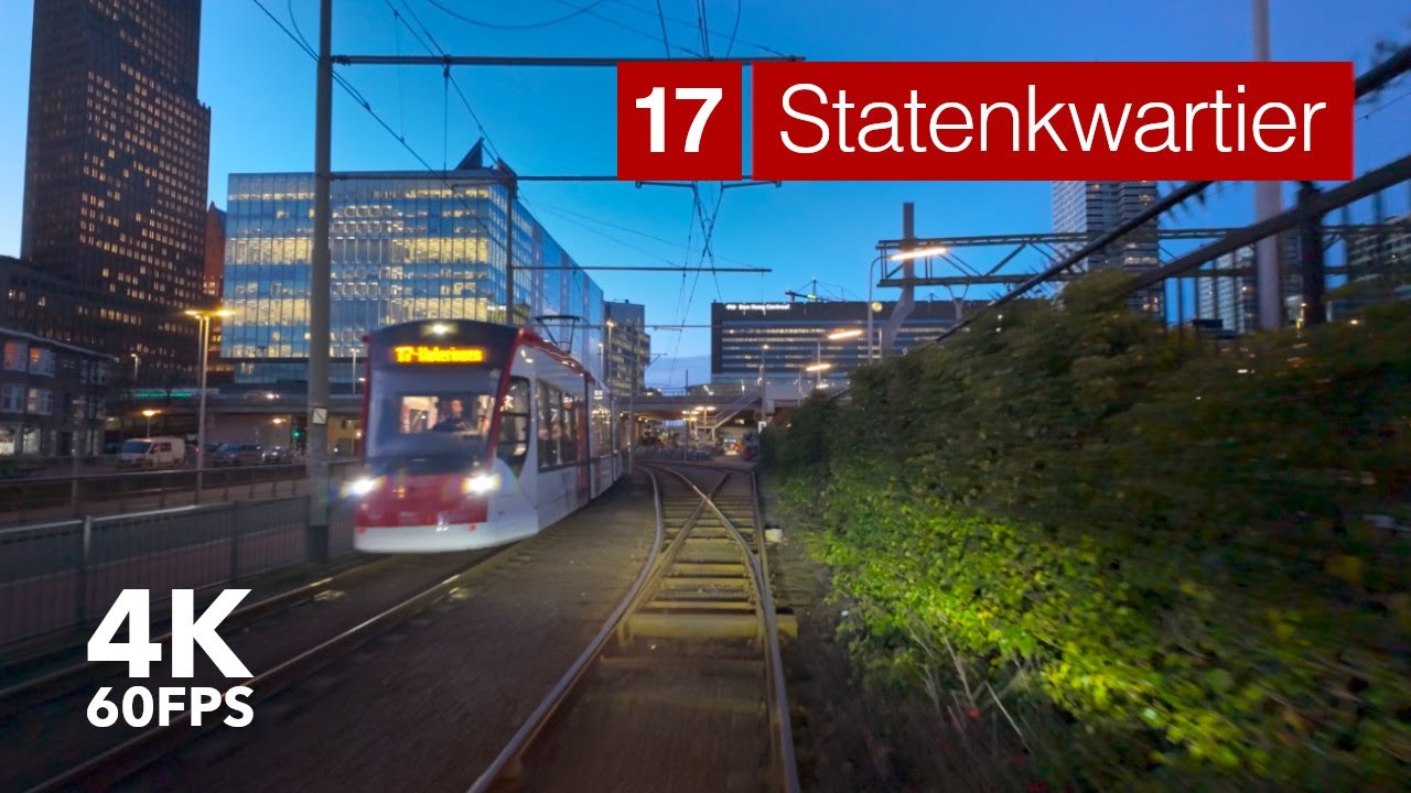 Magical dusk ✨ | 🚊 HTM Line 17 | 4K Tram Cabview | 🇳🇱 The Hague | Siemens Avenio