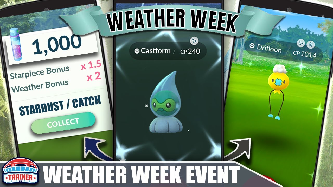 SHINY RAINY CASTFORM! *WEATHER WEEK* EVENT COMING SOON - BOOSTED STARDUST | Pok&eacute;mon GO