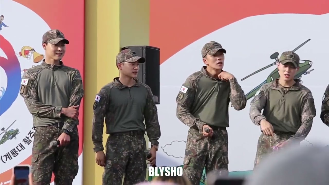 231010 / 2023 계룡군문화축제&지상군페스티벌 / 군가제일잘함 육군군가노래방 [ 원위 용훈, 포맨 하은, 몬스타엑스 민혁, 하성운 ] 리액션 반응