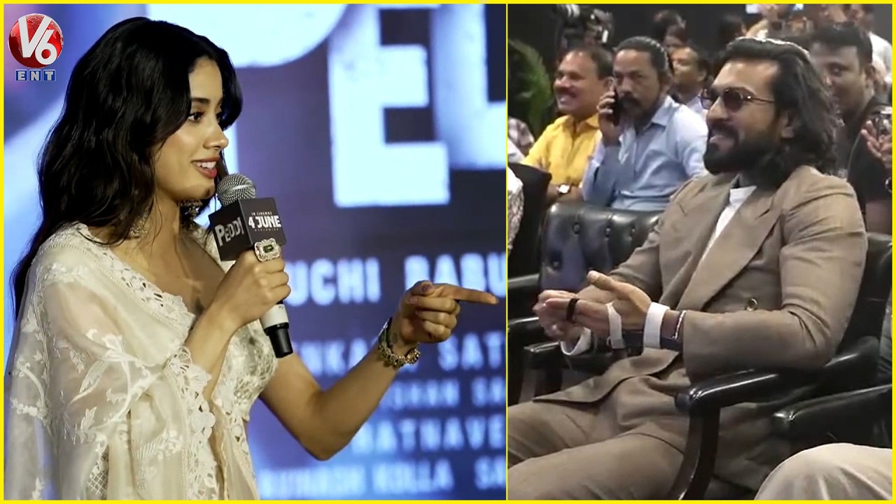 Heroine Janhvi Kapoor Speech | PEDDI Delhi Press Conference | Ram Charan | V6ENT