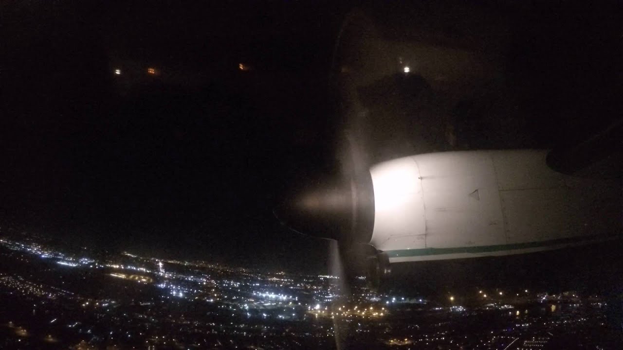 Horizon Air Q400 Landing Portland at night