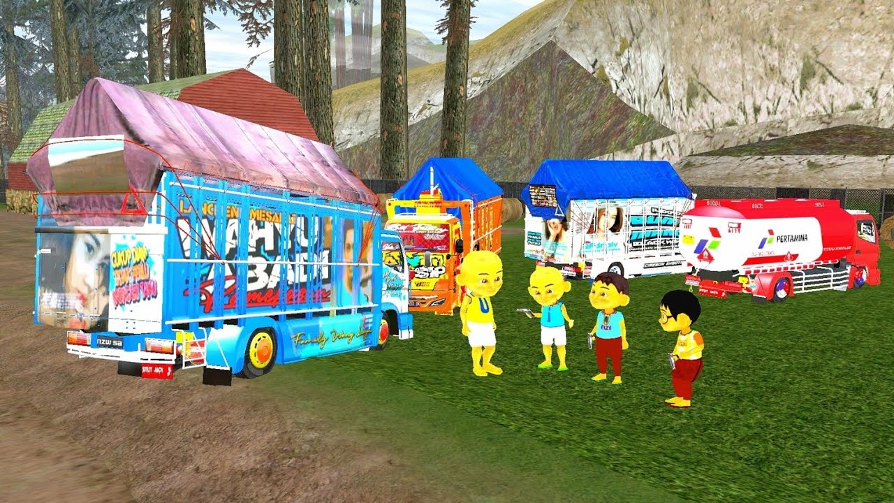 Upin ipin ehsan dan fizi konvoi truk oleng bermain telolet basuri ke pantai 🥳🥳 ELTIVISION