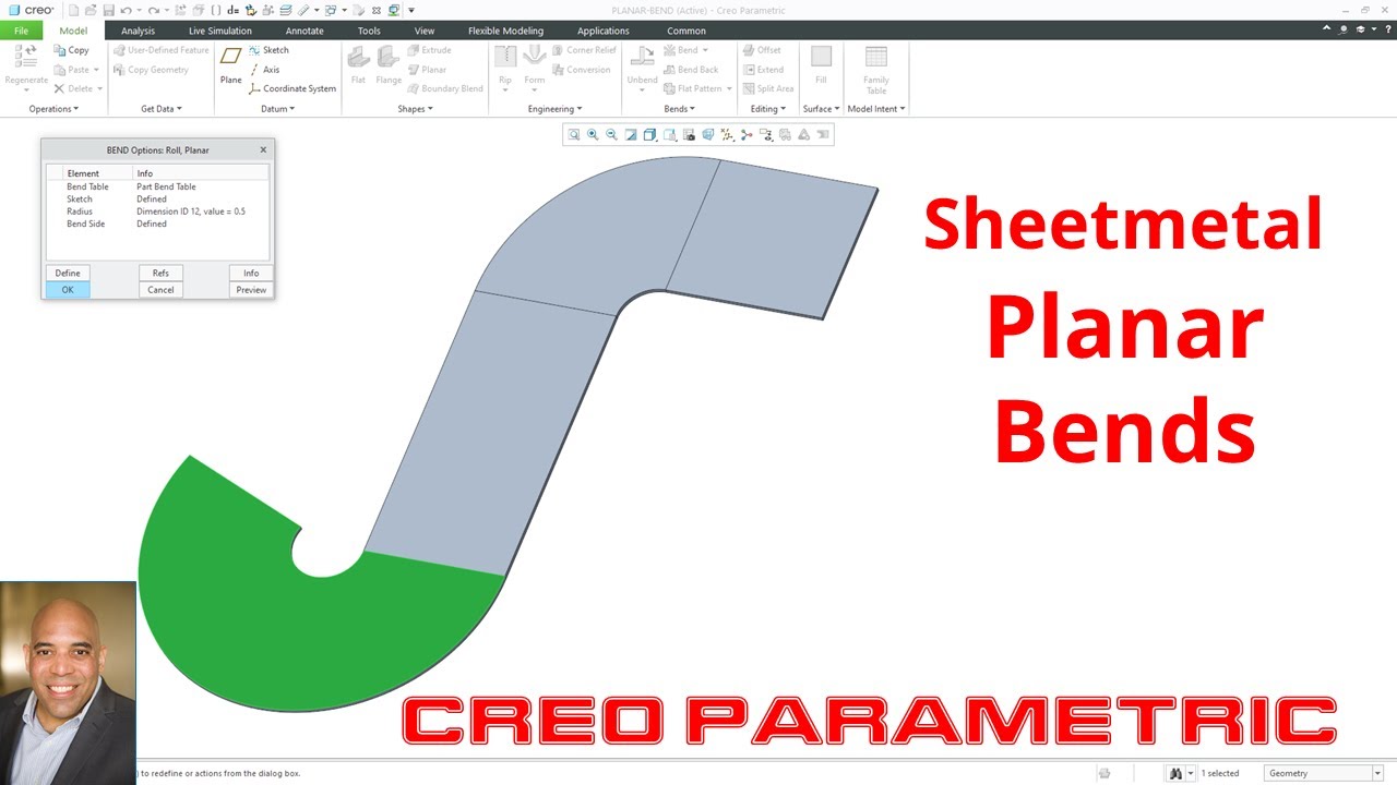 Creo Parametric Sheetmetal — плоские гибы