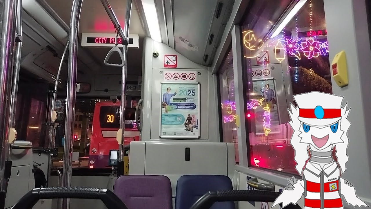[車内撮影] Last Bus - SMB1340Y 67 (67//975 運用) Geylang Serai Ramadan Street Lights (CCKバスターミナル方面)