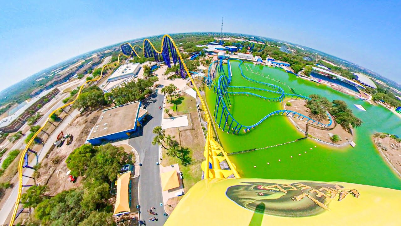 Steel Eel - Seaworld San Antonio - Onride - 4K - Wide Angle