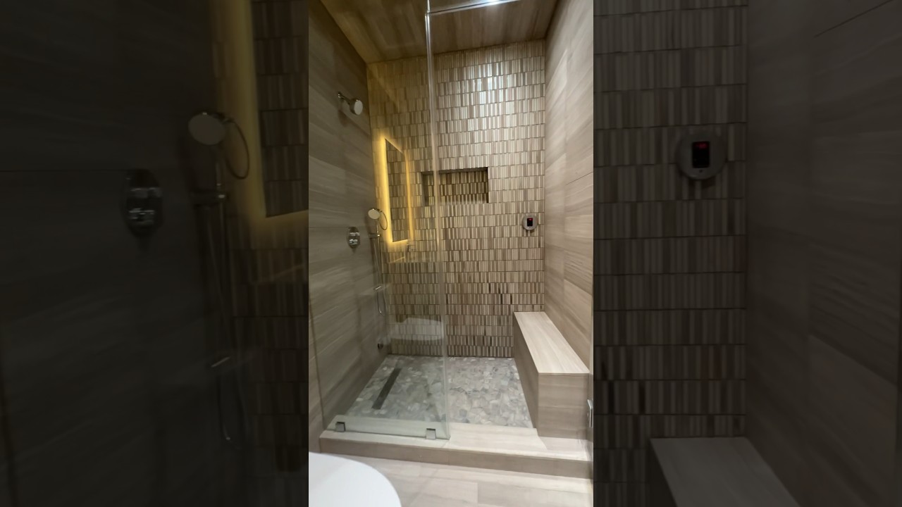 Rate This Steam Shower Bathroom Design From 1-10🤩 | Waterfront Living Miami #shorts #bathroom