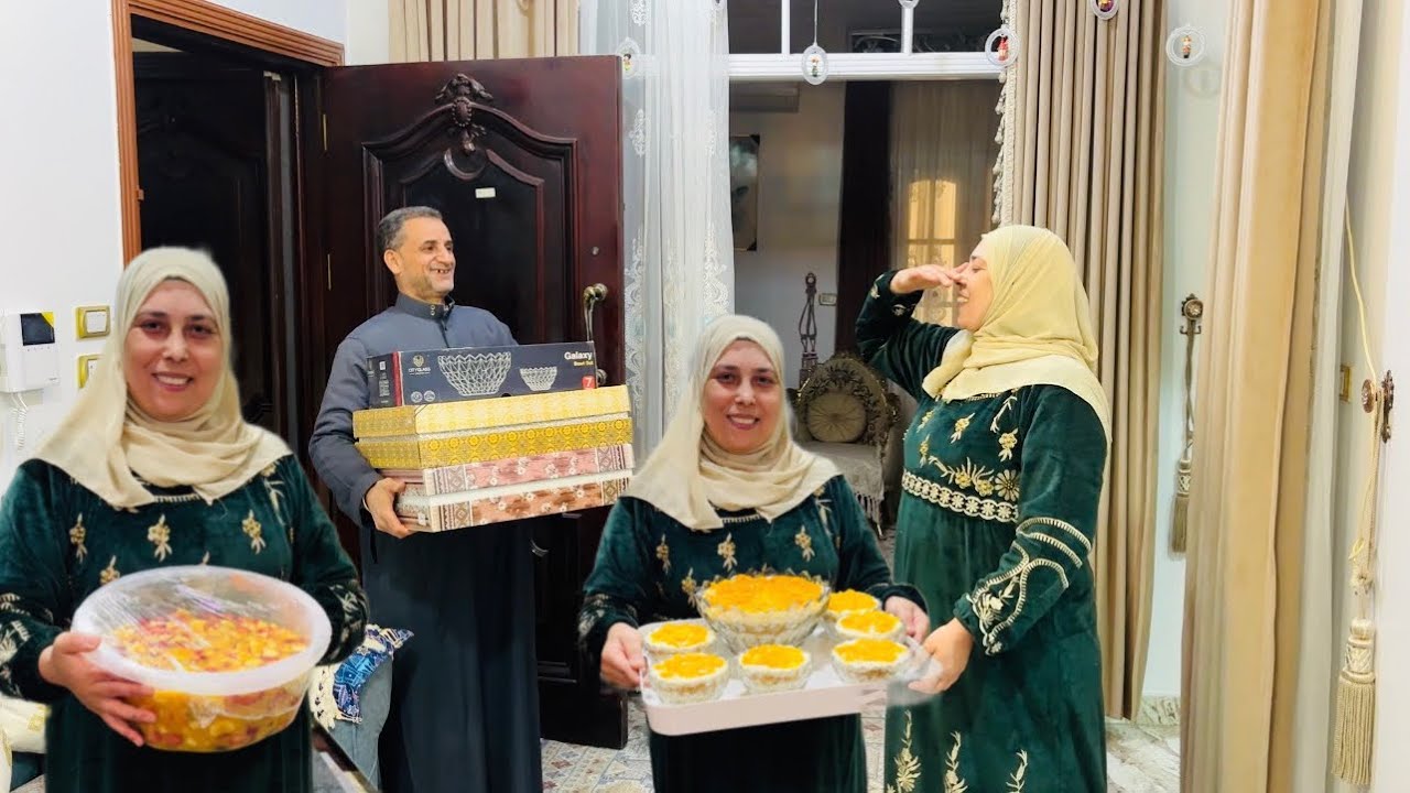 ابو محمد جبر بخاطرى ودخل عليا بالحلو كله وتجهيزات الحلويات لعزومه بناتى حبايبى كنافه بالمانجا وفواكه
