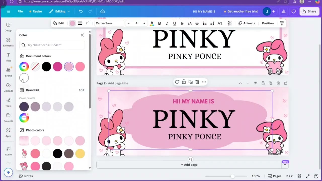 Create nametag for your kids in Canva