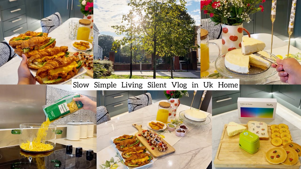 Slow Simple Living Silent Vlog in UK Home | Cozy Caf&eacute; Breakfast | Cheesecake & Food Printer Review