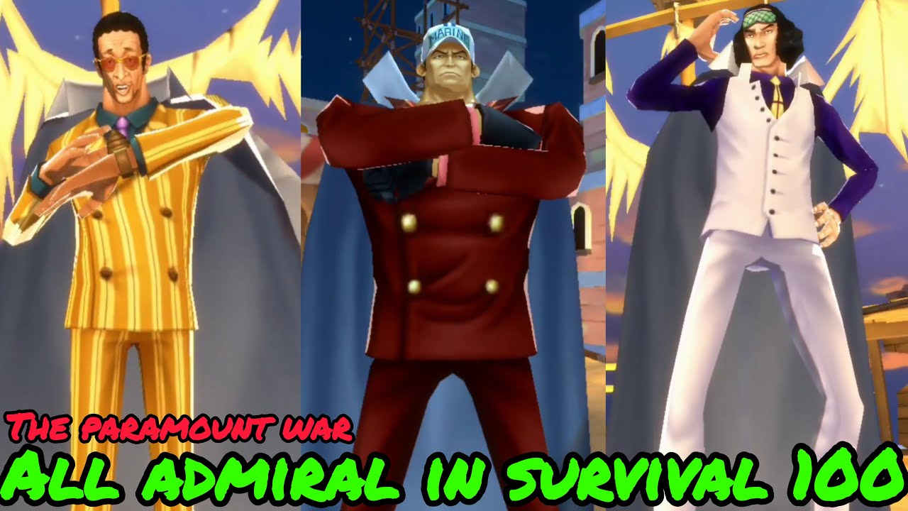 All 3 Admiral survival 100 gameplay in One Piece Bounty Rush | OPBR