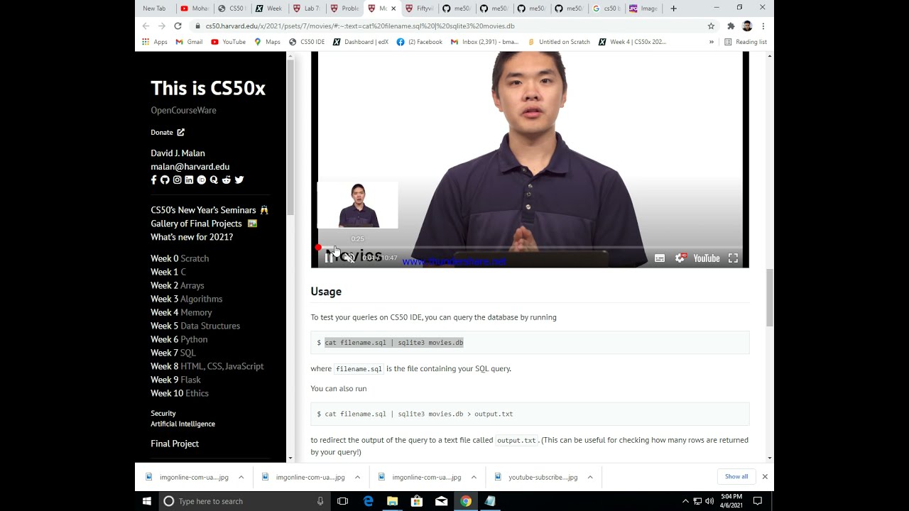pset7(all coding including lab7) cs50 2021