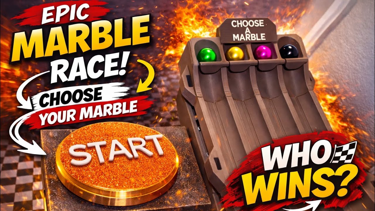 Epic Marble Race | Green 🟢 vs Gold 🟡 vs Pink 🩷 vs Black ⚫