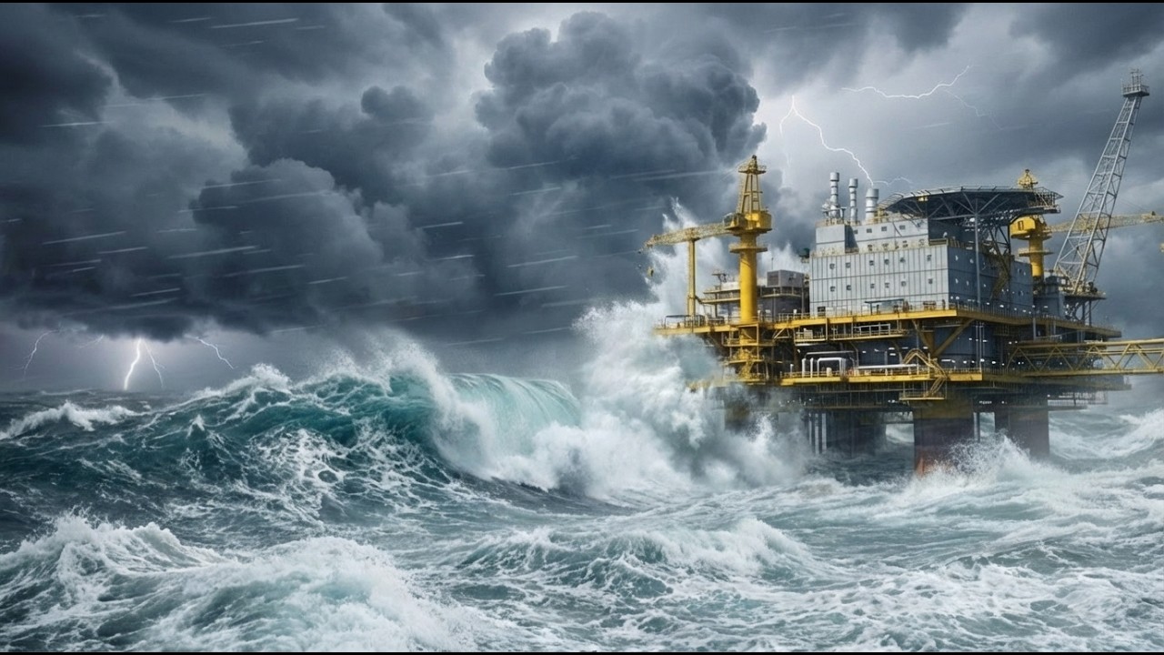 Mega Storm Hits World&rsquo;s Largest Oil Platform | Cinematic Ocean Disaster (AI VFX)