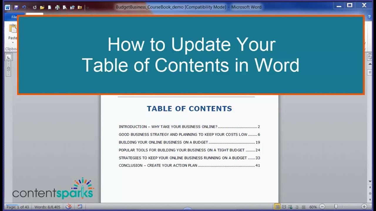 Как обновить оглавление в Word
