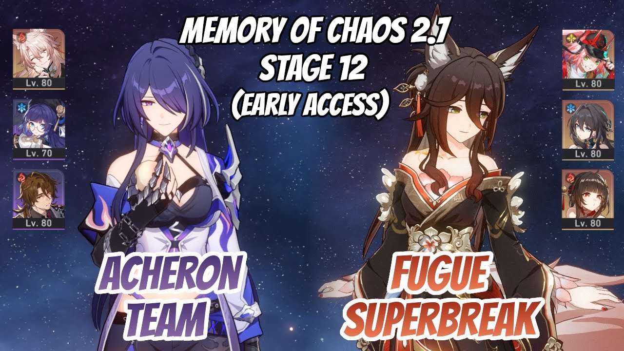 Acheron Team & Fugue SuperBreak w Rappa Memory of Chaos Stage 12 3 Stars HSR Early Access