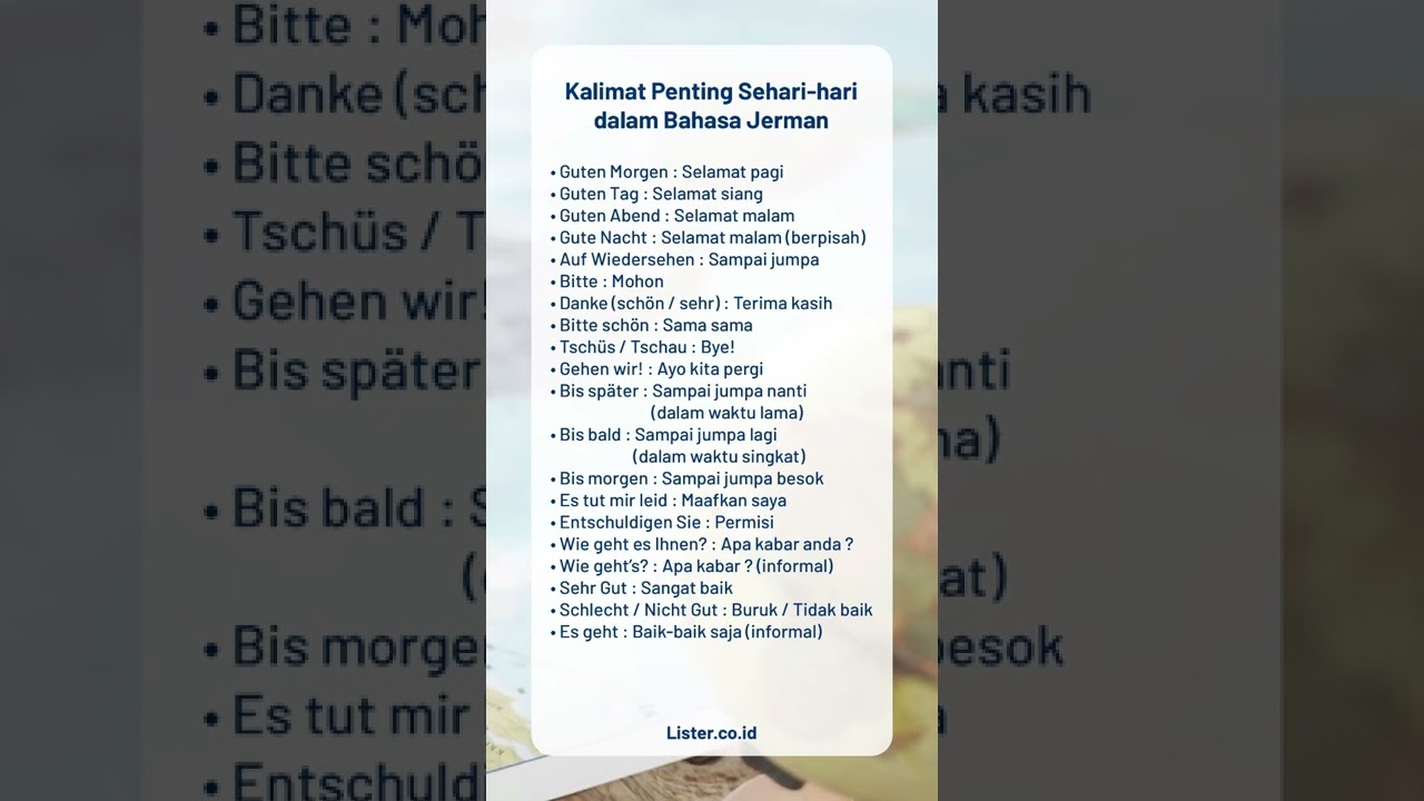 Kalimat Penting Sehari-hari dalam Bahasa Jerman #shorts #listercoid #kursusbahasaasing