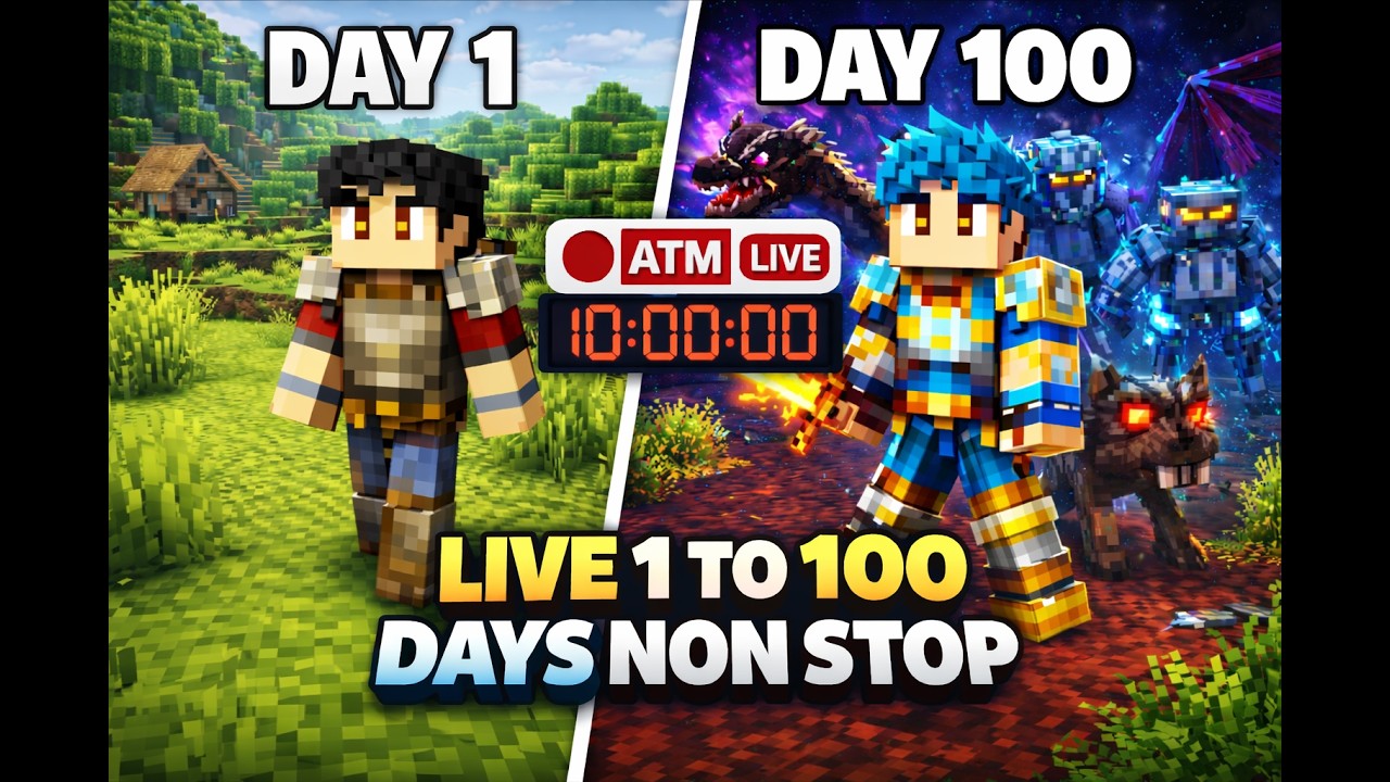 🔴Minecraft ATM 10 | 1 to 100 Days LIVE 😱 | Hindi 01