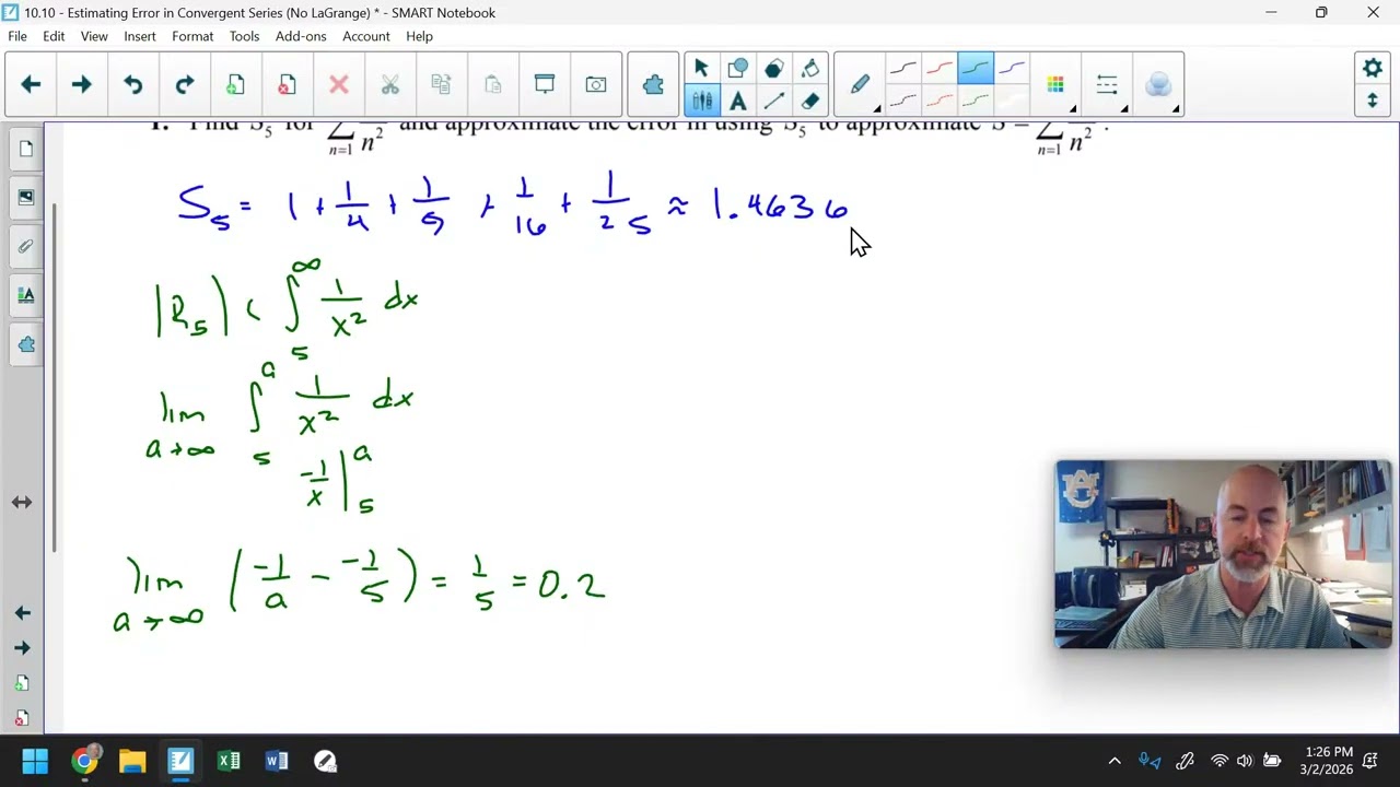 10.10 - Estimating Error in Partial Sums of Infinite Series (no LaGrange)