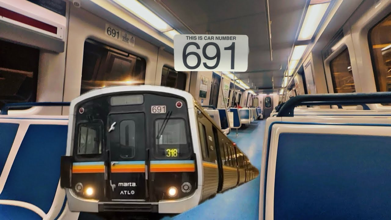 Marta train CQ312 #691 🚇Airport to Brookhaven station Northbound 🟡#metroatlanta #train