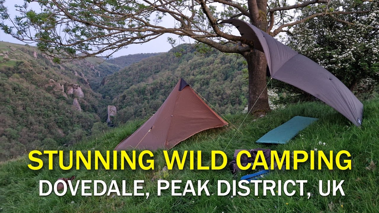 Dovedale Tarp Wild Camping - Peak District - Doves Holes Caves - Stunning Views 4k
