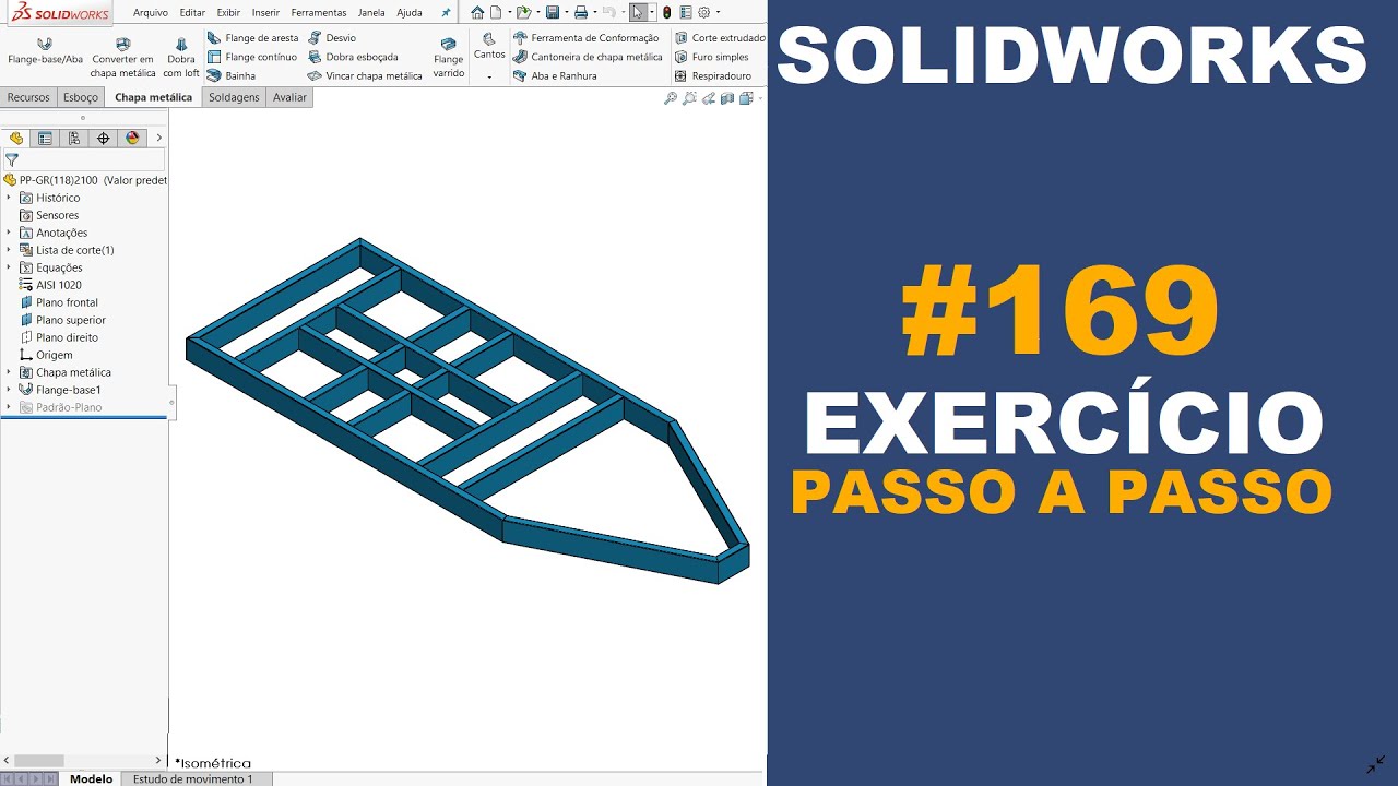 SOLIDWORKS | EXERCÍCIO 169 - ESTRUTURA DE METALON 150x50x4,8mm #solidworks