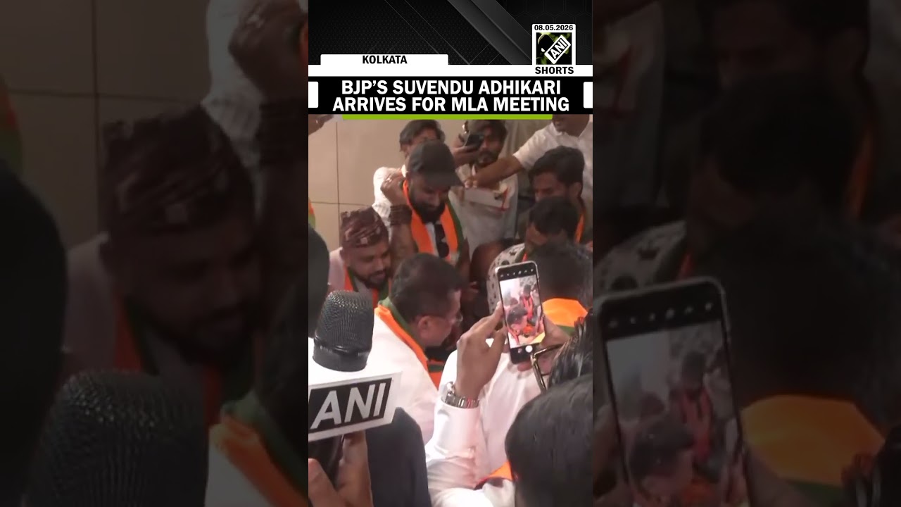 Suvendu Adhikari arrives for BJP MLA meeting after West Bengal Election win