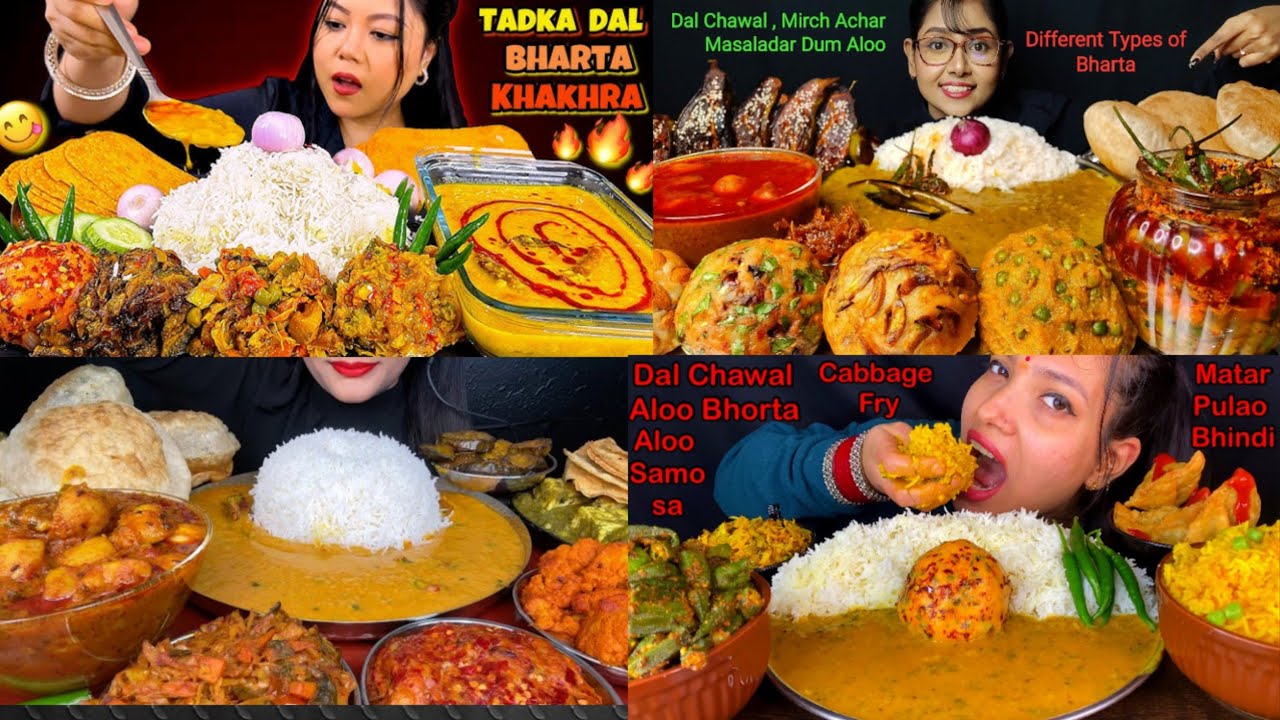Eating comfort food 🔥🥰dal chawal, aloo bharta, sabji, achar & papad🤤 Bigbites mukbang asmr