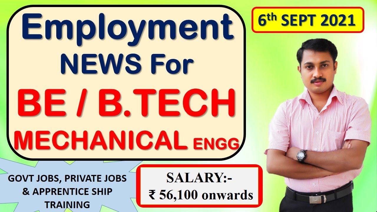 Mechanical engineering jobs | 6.9.2021 | Employment news for mechanical engineer | Mechanical jobs
