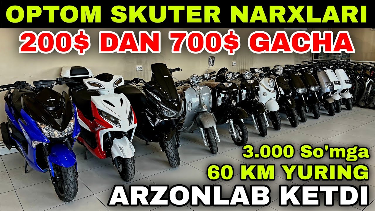 3000 So'm bilan 60 km yuring! OPTOM SKUTER NARXLARI 2024 Скутер нархлари 2024 Ташкент