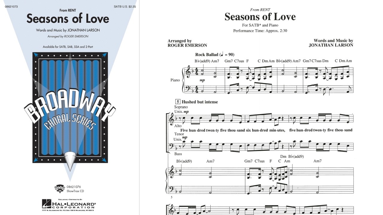 Seasons of Love (from Rent) | SATB Choir | Arr. Roger Emerson