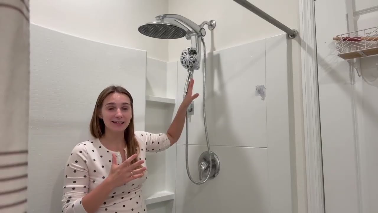 Razime Rain Shower Head with Handheld High Pressure - Adjustable One-Piece Stand Dual Shower Head