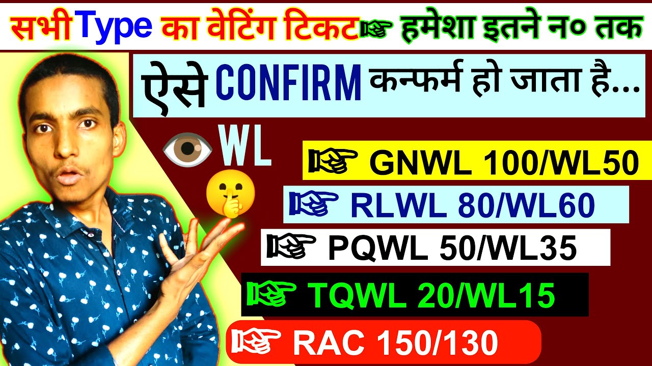 Waiting ticket confirm kaise hota hai secreat 2023 | Waiting ticket confirmation chance | GNWL,RLWL