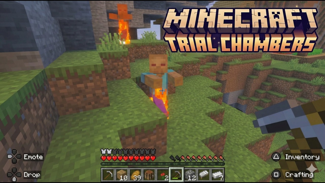 PS5 Minecraft Trial Chambers Level - Iron Golem - Burning Mob - English Commentary