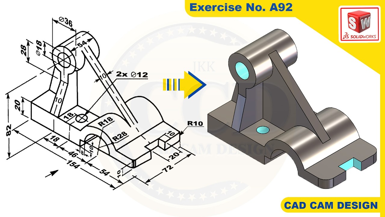 SolidWorks Tutorial for beginners Exercise A92